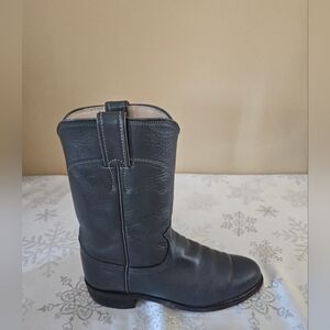 Justin Boots Leather Cowboy Cowgirl Women's Grey Western Sz 7C